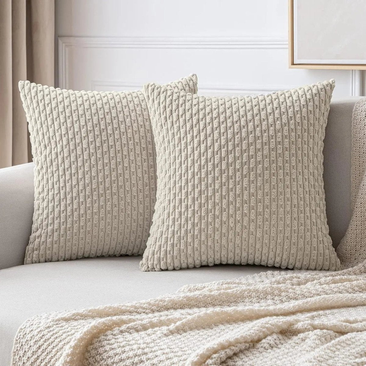 Corduroy Stripe Throw Cushion for Cozy Home Styling