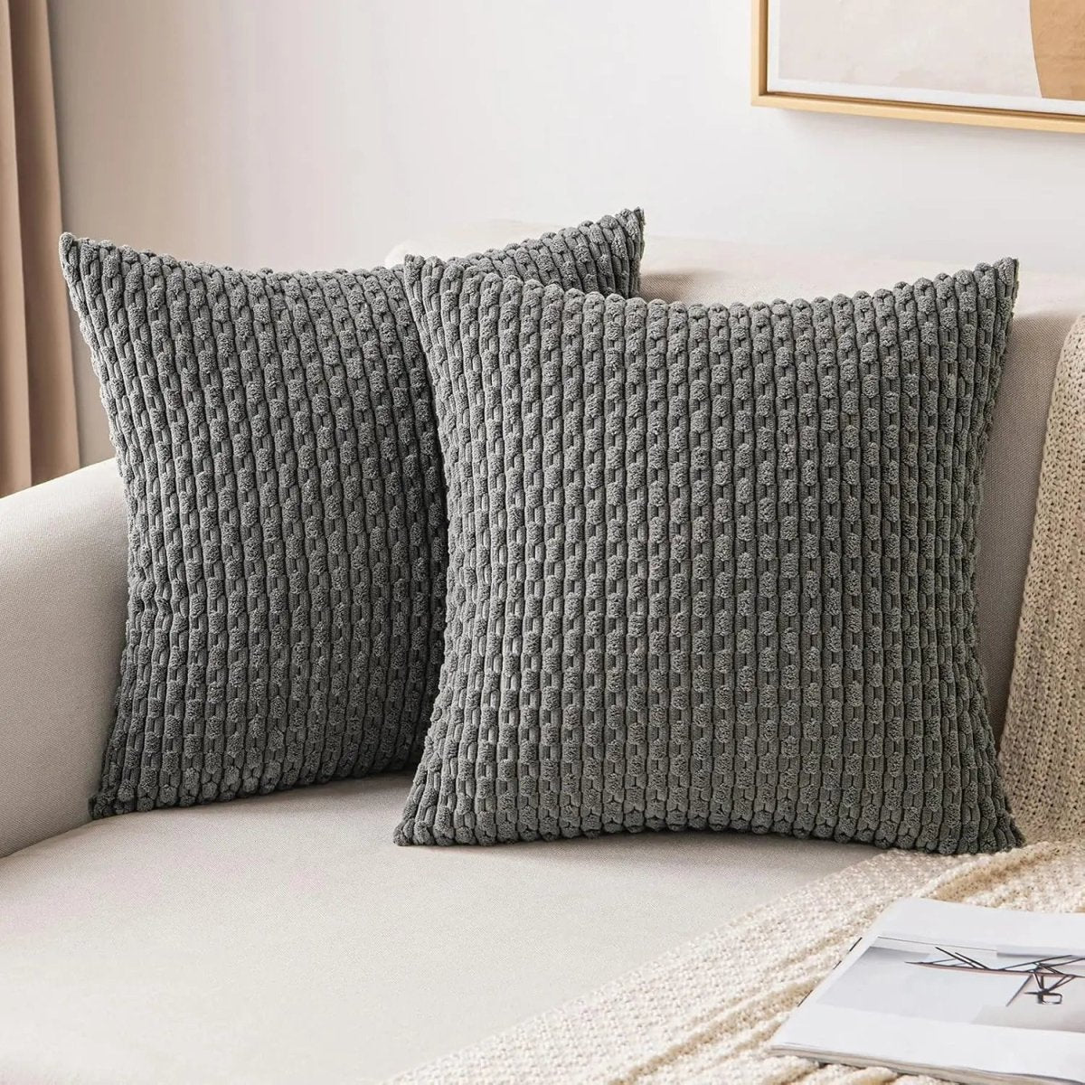 Corduroy Stripe Throw Cushion for Cozy Home Styling