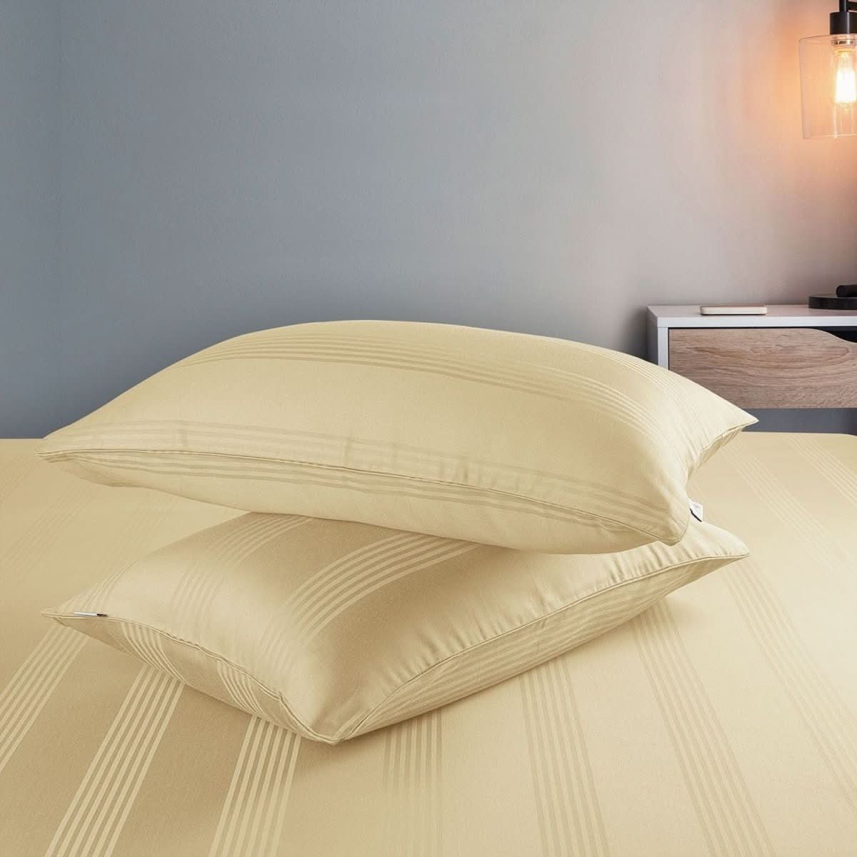 Cotton Pillow Covers with Striped Hotel Style Design