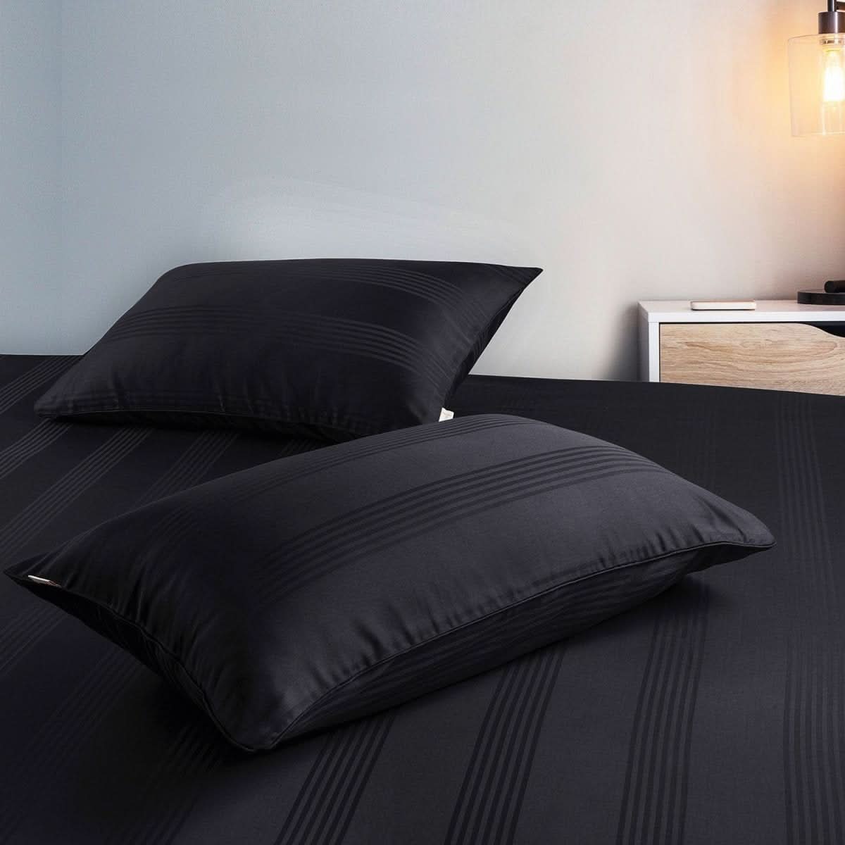 Cotton Pillow Covers with Striped Hotel Style Design