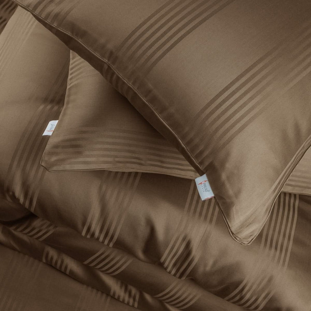 Cotton Pillow Covers with Striped Hotel Style Design