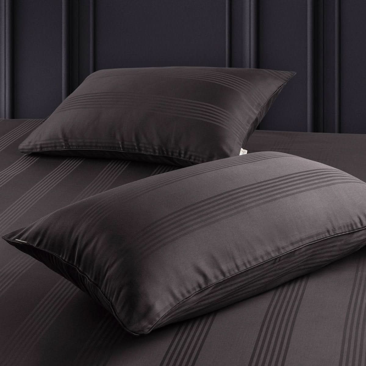 Cotton Pillow Covers with Striped Hotel Style Design