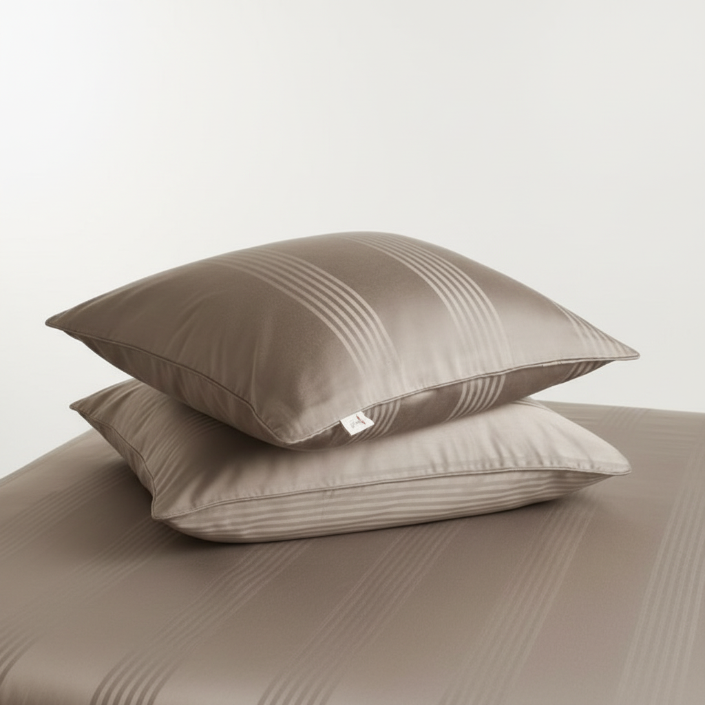 Cotton Pillow Covers with Striped Hotel Style Design