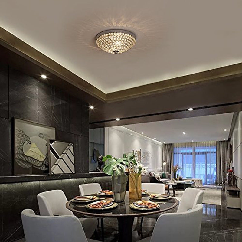 Crystal Flush Mount Ceiling Light with Modern Glass & Sparkling Design