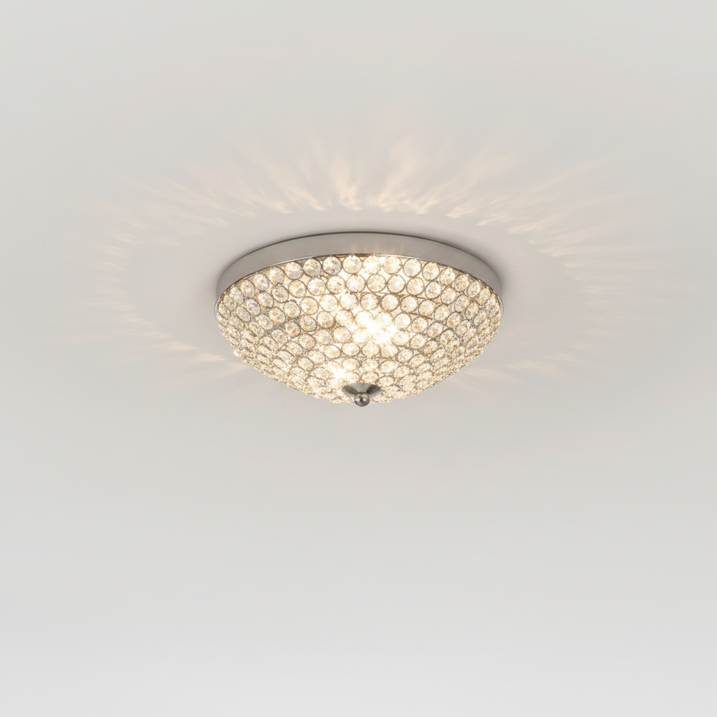 Crystal Flush Mount Ceiling Light with Modern Glass & Sparkling Design