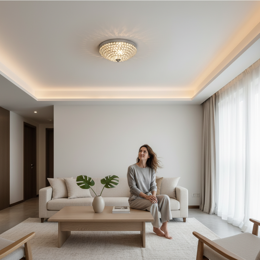 Crystal Flush Mount Ceiling Light with Modern Glass & Sparkling Design