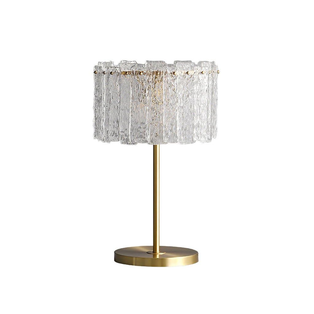 Crystal Gold Desk Lamp with Textured Glass Shade