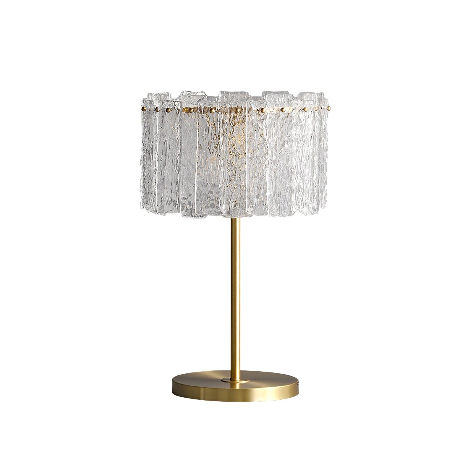 Crystal Gold Desk Lamp with Textured Glass Shade