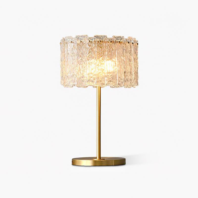 Crystal Gold Desk Lamp with Textured Glass Shade