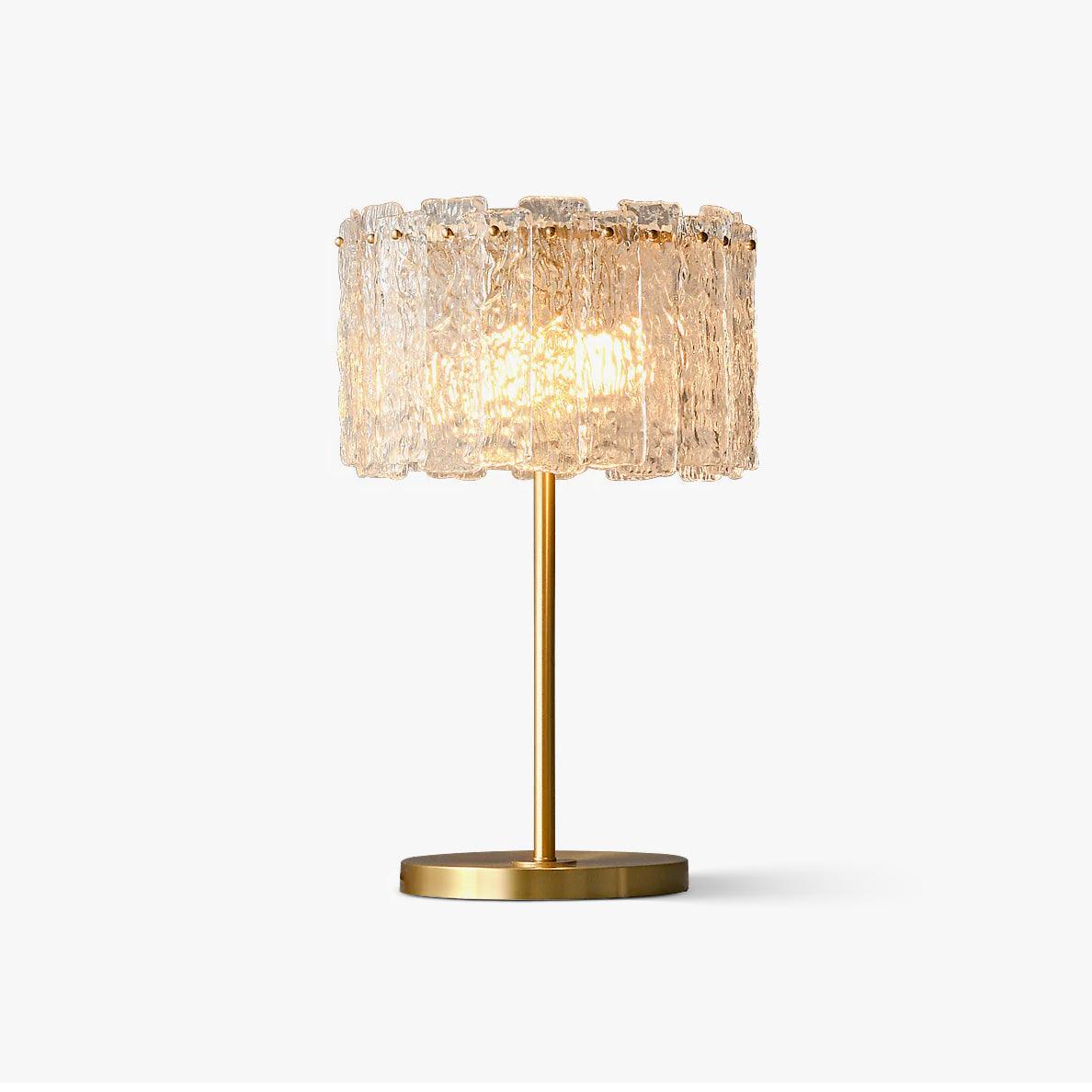 Crystal Gold Desk Lamp with Textured Glass Shade