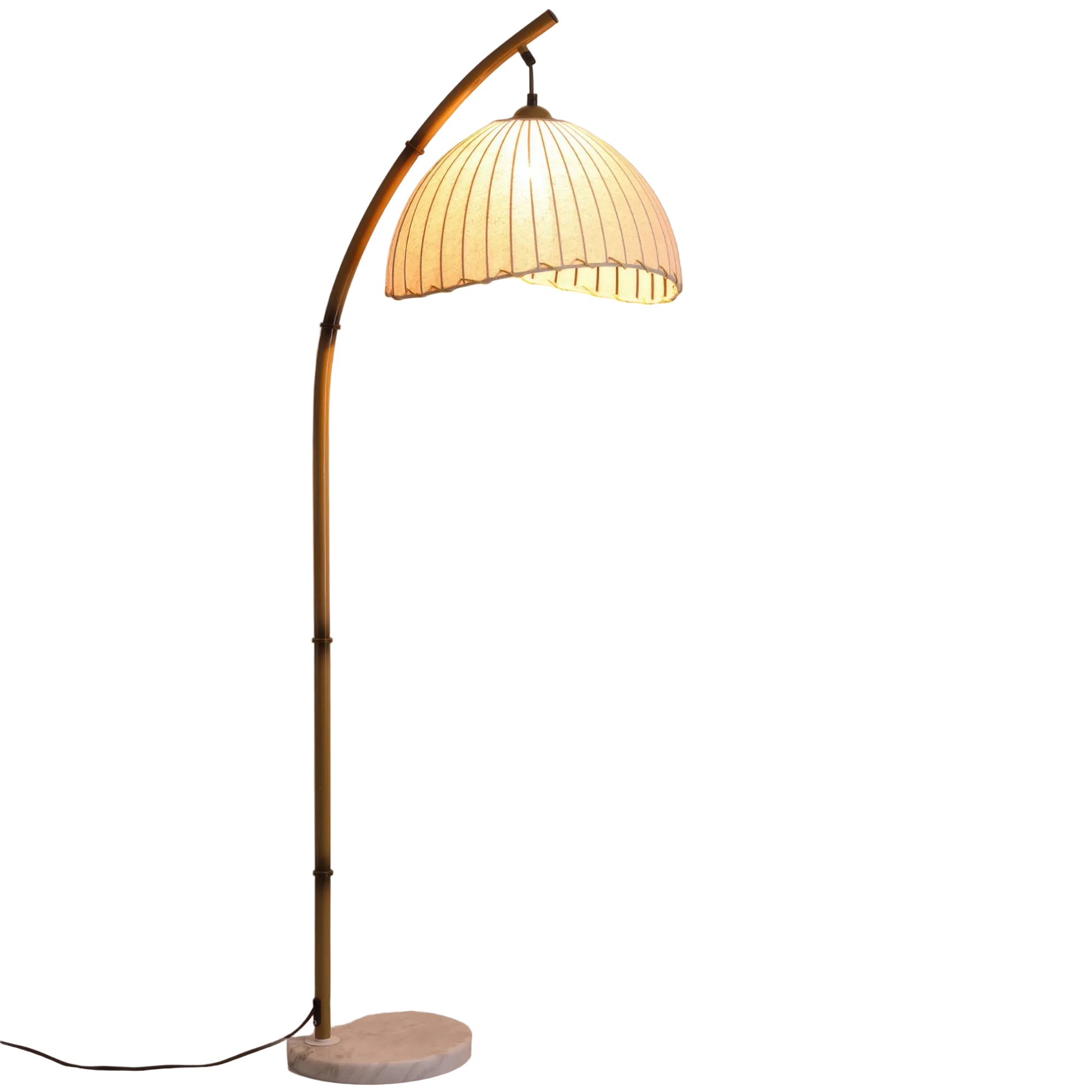 Curved Floor Lamp with Linen Shade Design