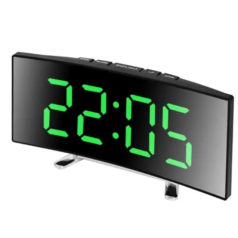 Curved Mirror Alarm Clock with LED Display