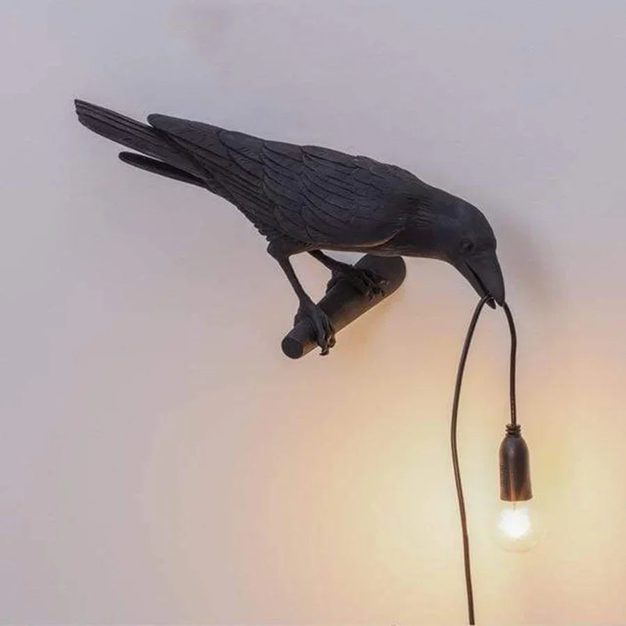 Decorative Bird Table Lamp with Hanging Bulb