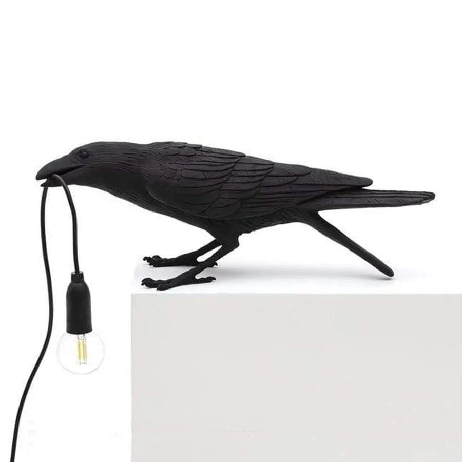 Decorative Bird Table Lamp with Hanging Bulb