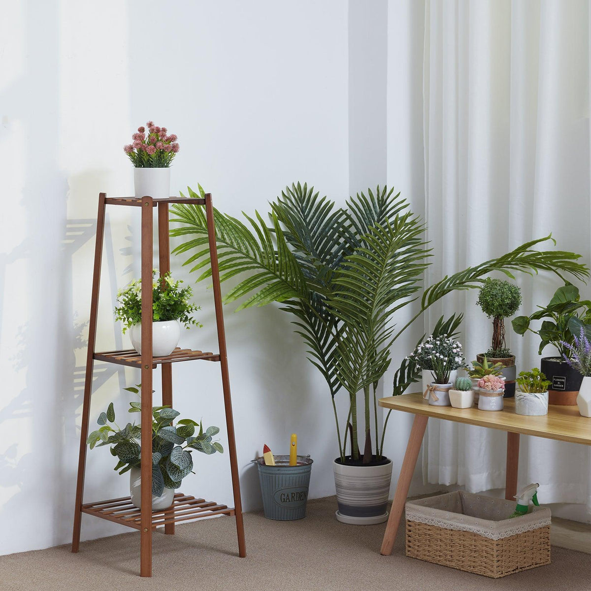 Elara Haus Bamboo Tiered Plant Stand for Stylish Vertical Display