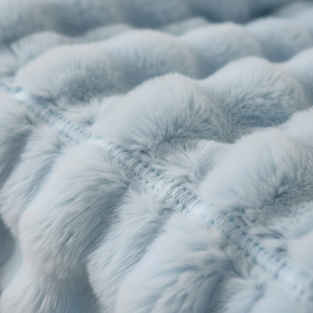 Faux Fur Blanket with Wavy Plush Texture Design
