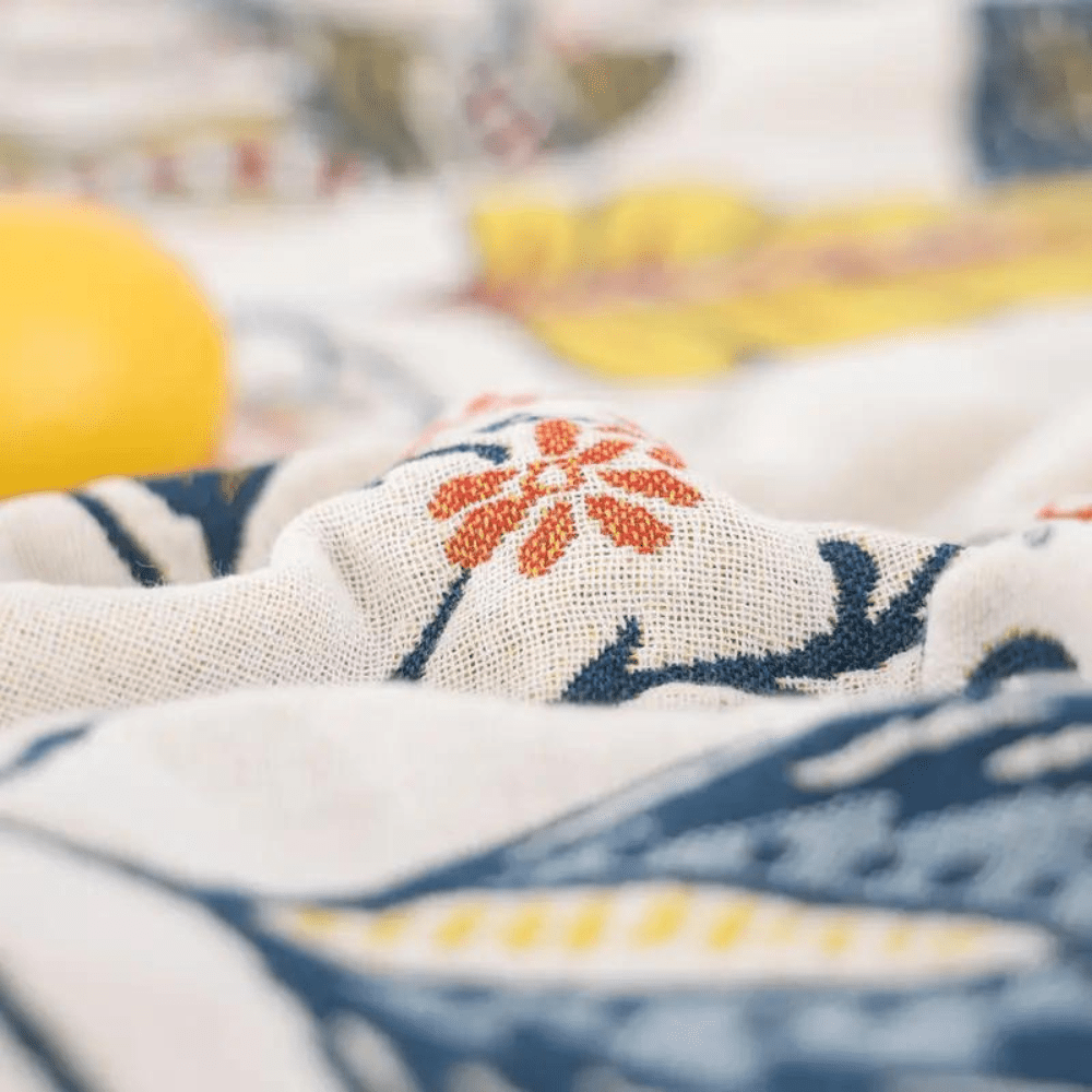 Floral Cotton Blanket with Reversible Pattern