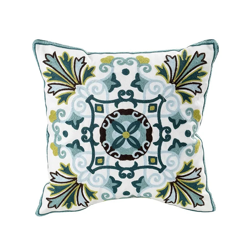 Floral Cushion Cover with Embroidered Design