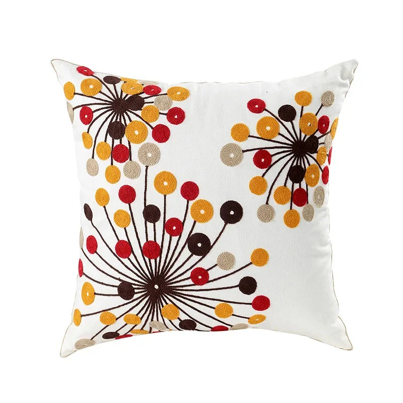 Floral Cushion Cover with Embroidered Design