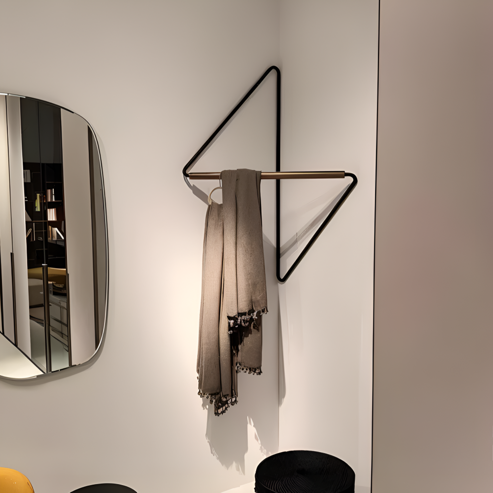 Geometric Wall Coat Rack with Wooden Bar