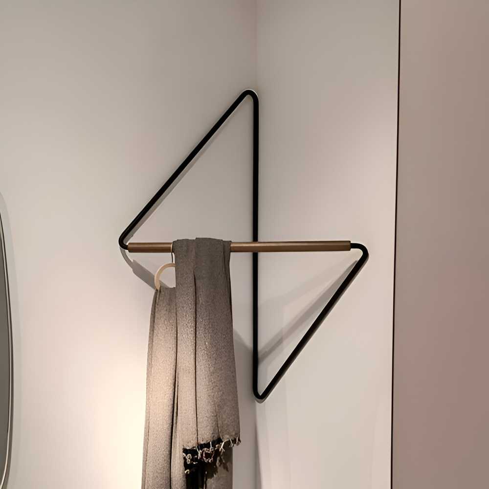 Geometric Wall Coat Rack with Wooden Bar