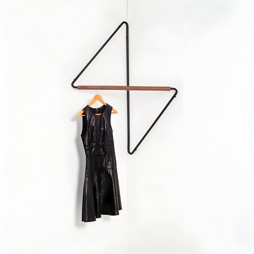 Geometric Wall Coat Rack with Wooden Bar