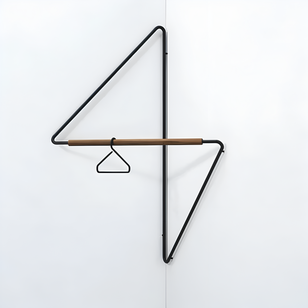 Geometric Wall Coat Rack with Wooden Bar