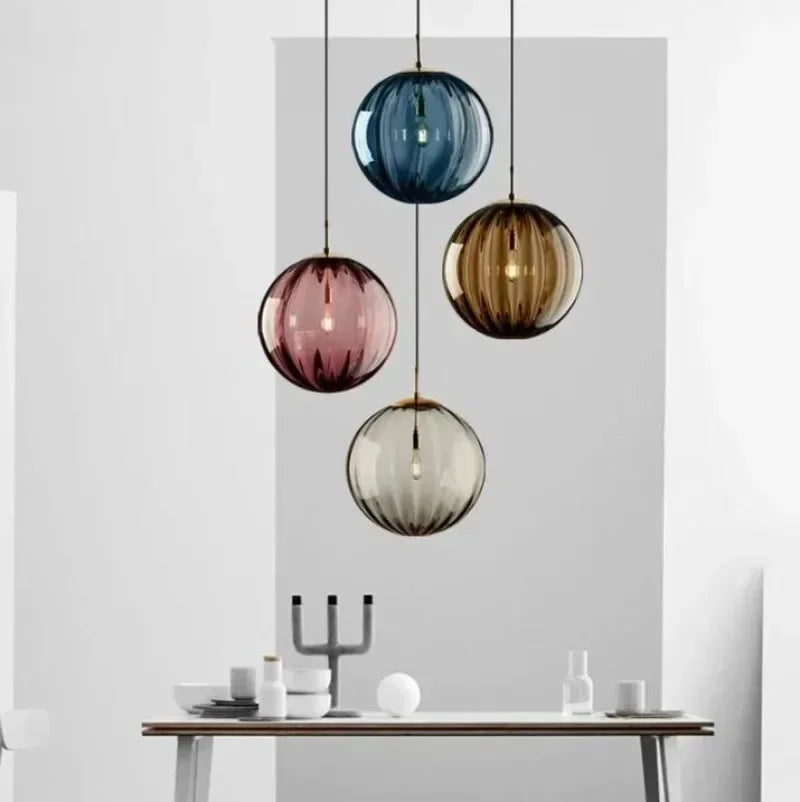 Glass Globe Pendant Light with Colored Shade