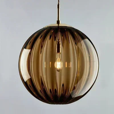 Glass Globe Pendant Light with Colored Shade