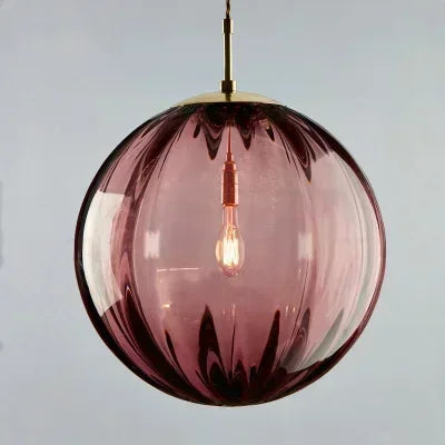 Glass Globe Pendant Light with Colored Shade