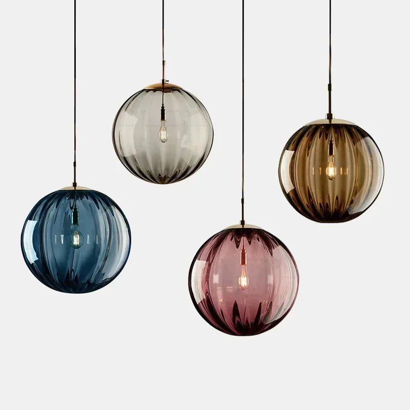 Glass Globe Pendant Light with Colored Shade