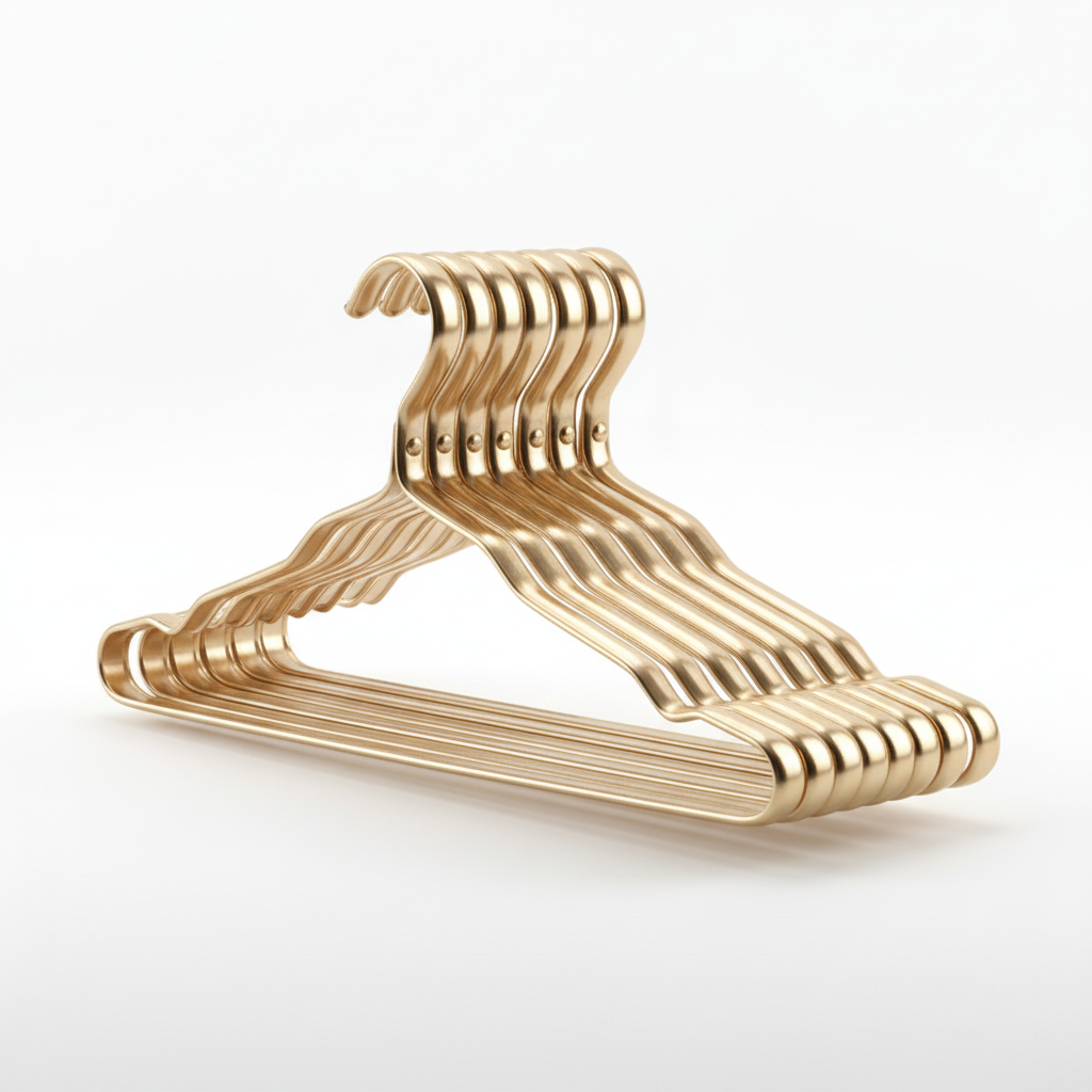 Gold Clothes Hangers with Polished Metal Design