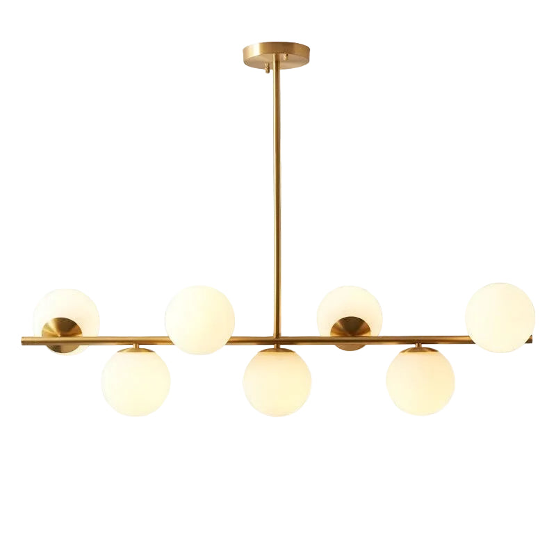 Gold Linear Pendant Light with Globe Shades