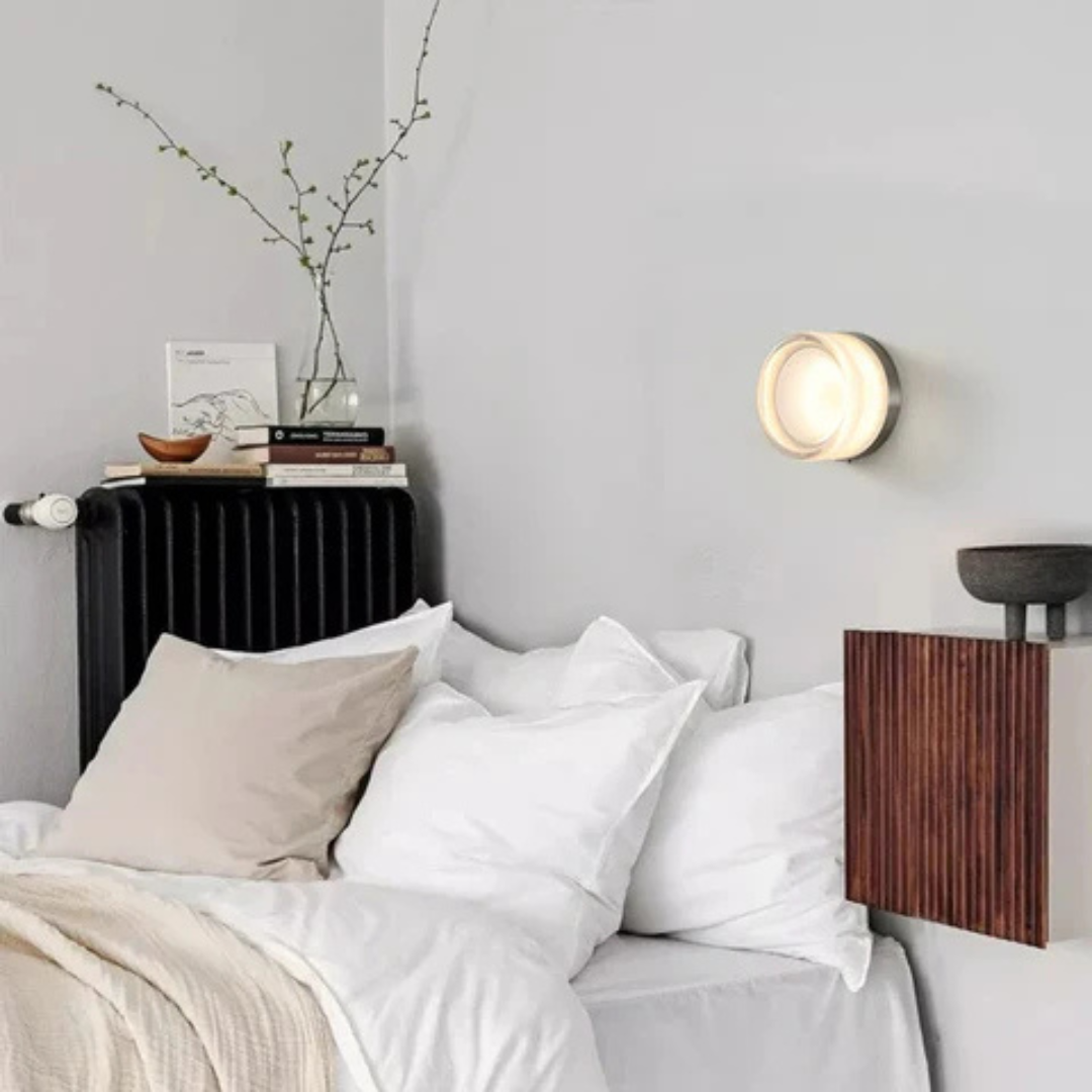 Gold Round Wall Sconce with Glass LED Light