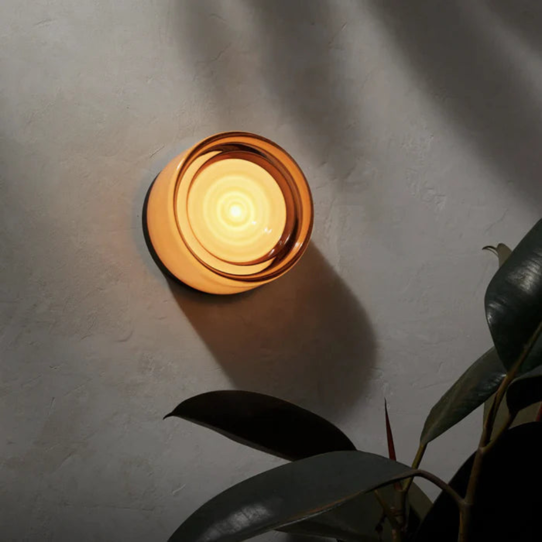 Gold Round Wall Sconce with Glass LED Light