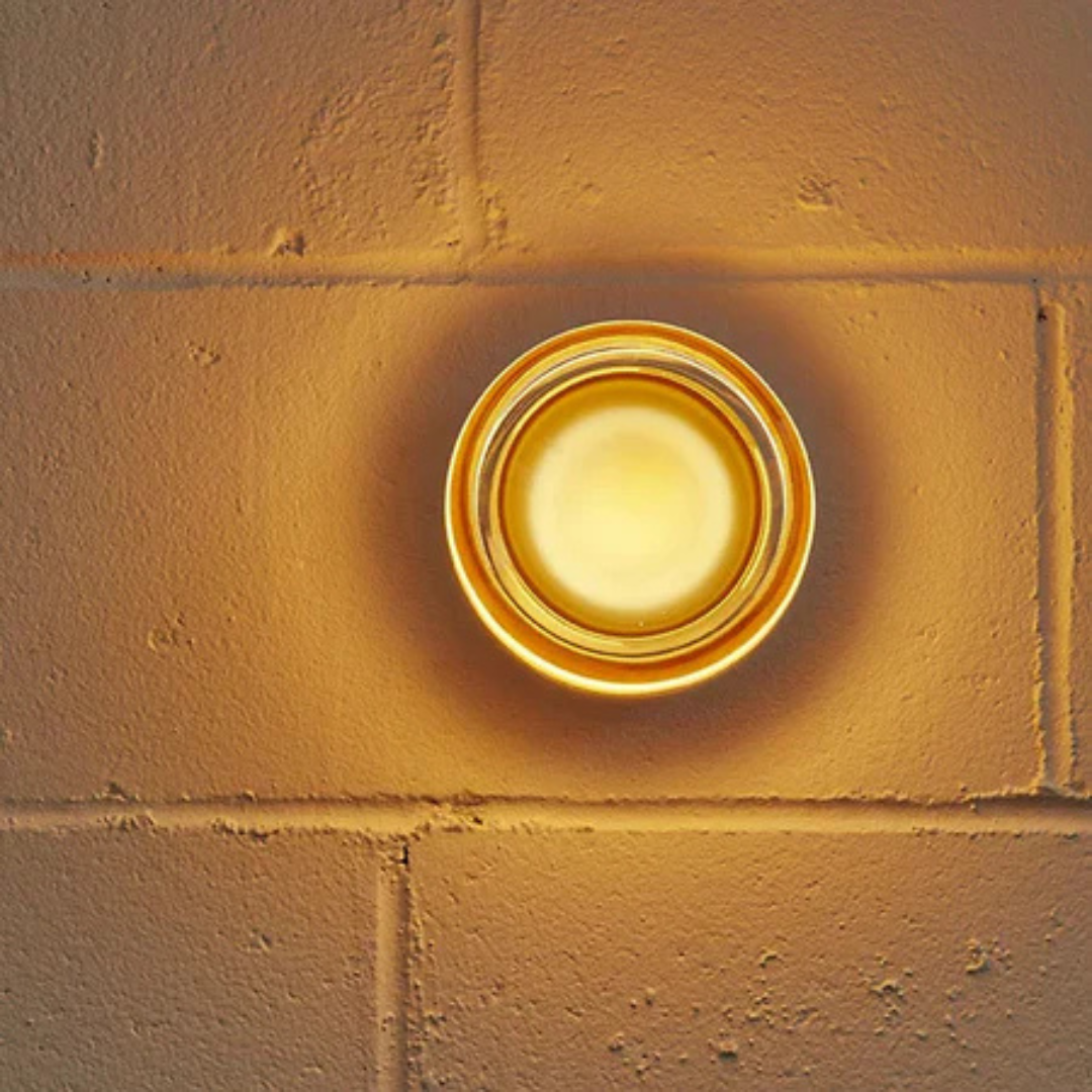 Gold Round Wall Sconce with Glass LED Light