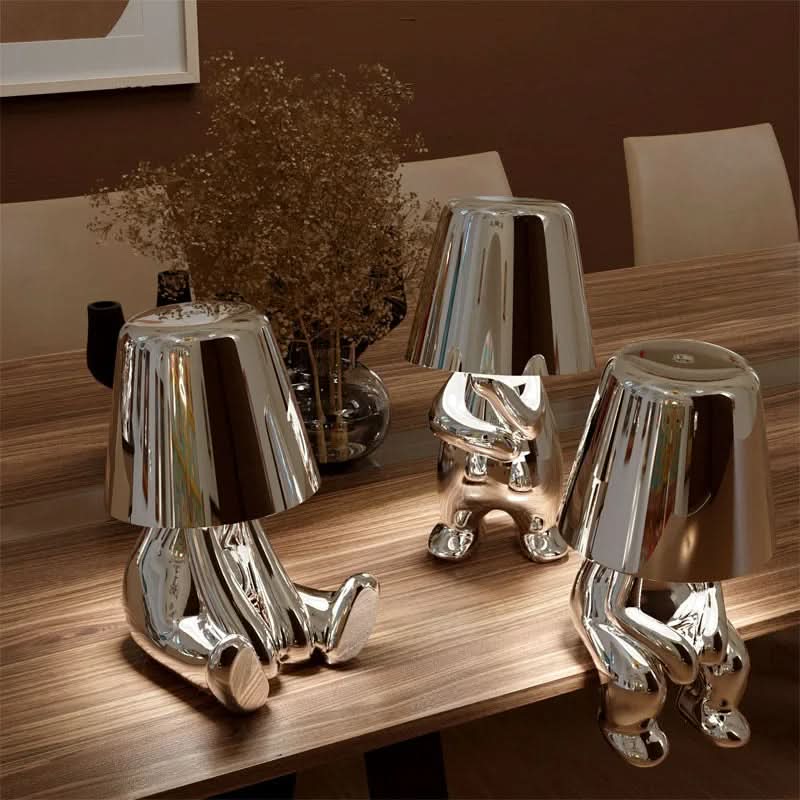 Gold Sculptural Table Lamp with Modern LED Design