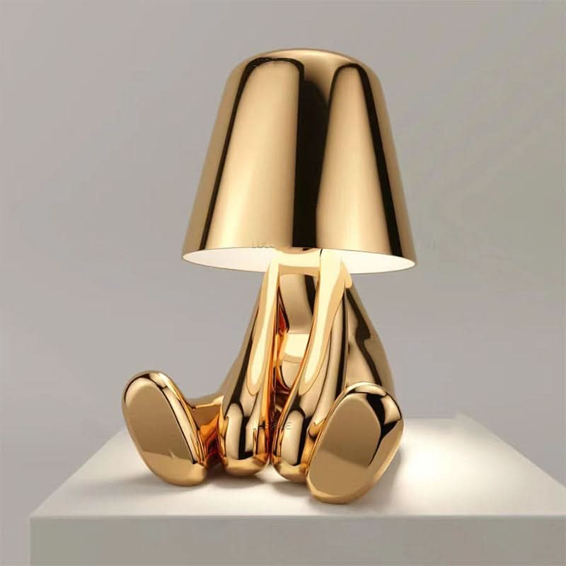 Gold Sculptural Table Lamp with Modern LED Design