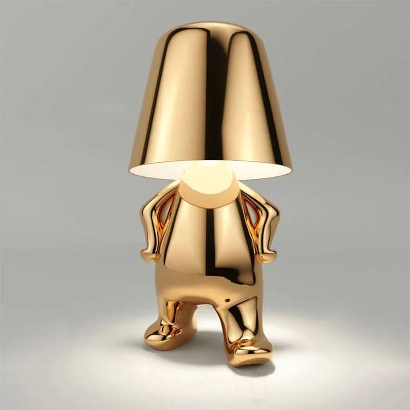 Gold Sculptural Table Lamp with Modern LED Design