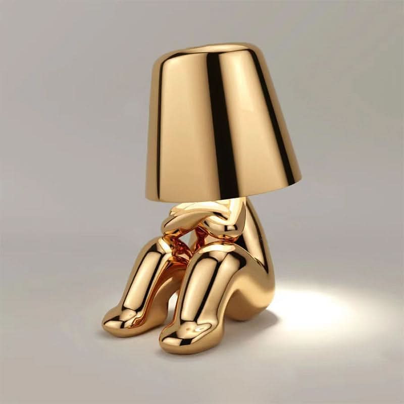 Gold Sculptural Table Lamp with Modern LED Design