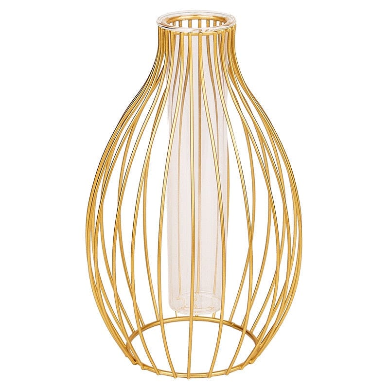 Gold Wire Vase with Glass Insert Modern Design