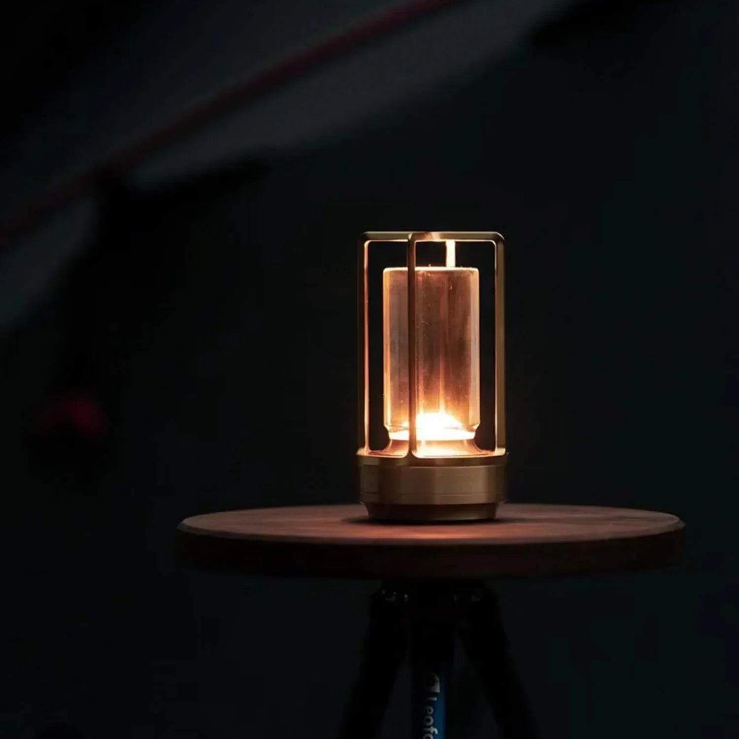 Gold Wireless Table Lamp with Glass Cylinder Core