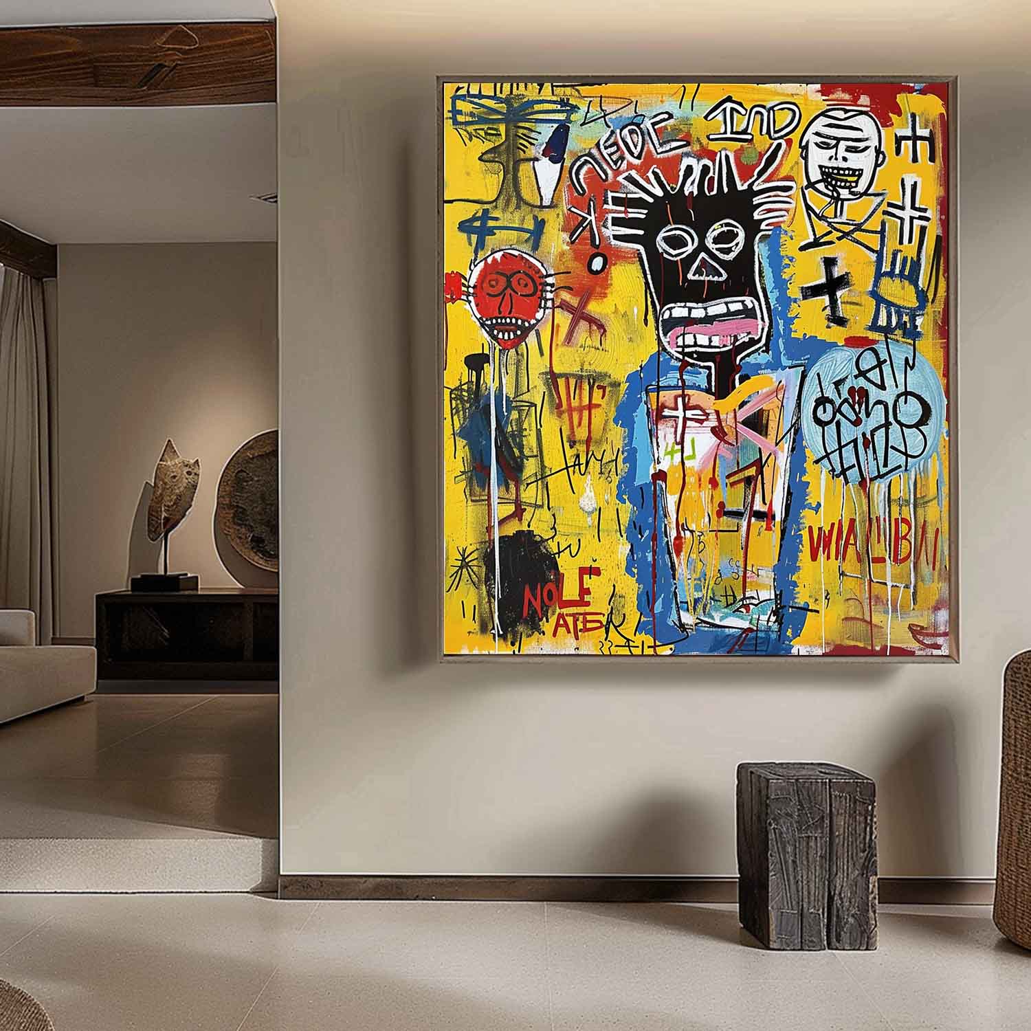 Graffiti Art Canvas with Bold Color Expression