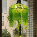 Green Plant Chandelier with Hanging Leaf Design