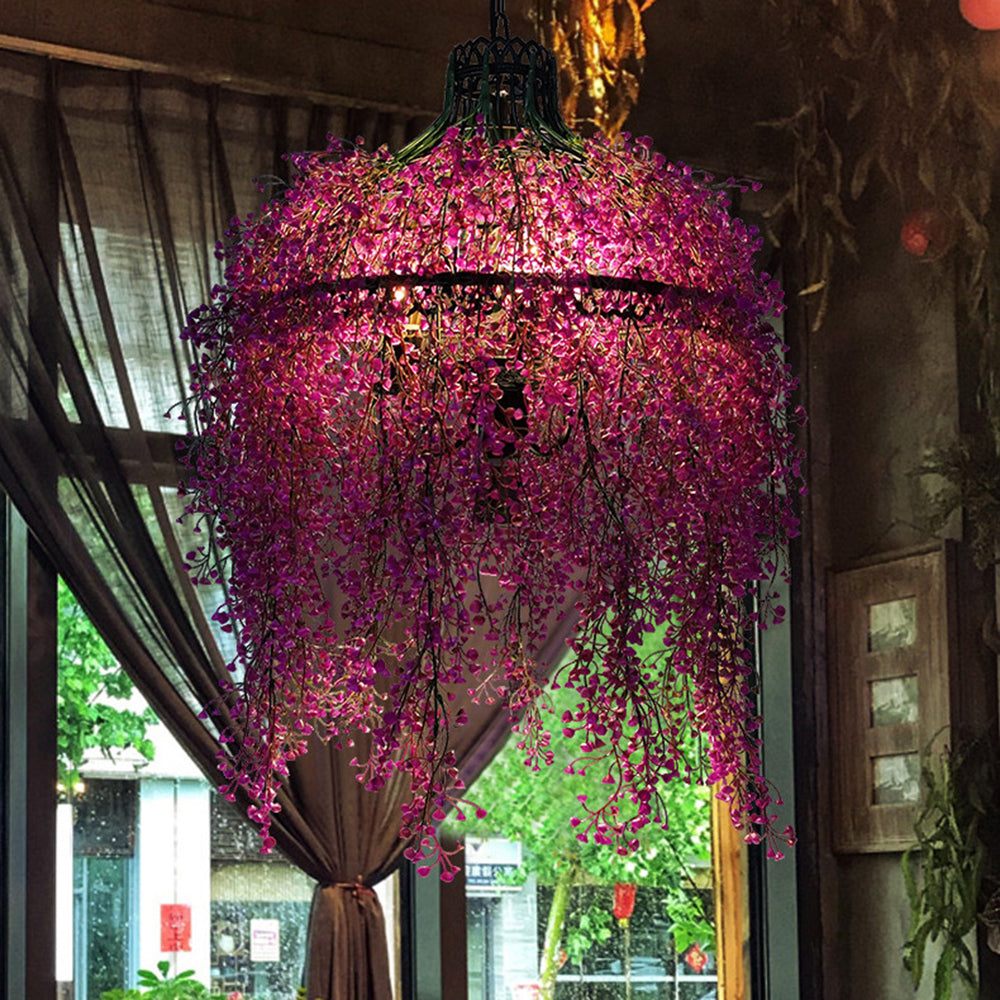Green Plant Chandelier with Hanging Leaf Design