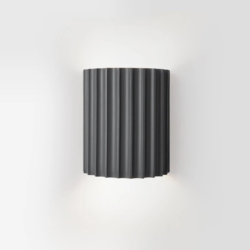 Green Ribbed Wall Sconce with Ambient Light