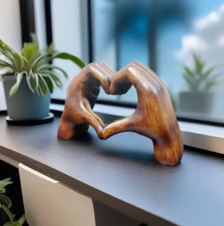 Heart Hands Wooden Sculpture for Meaningful Home Decor