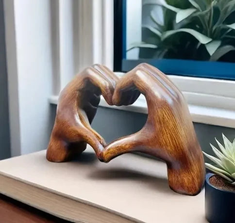 Heart Hands Wooden Sculpture for Meaningful Home Decor