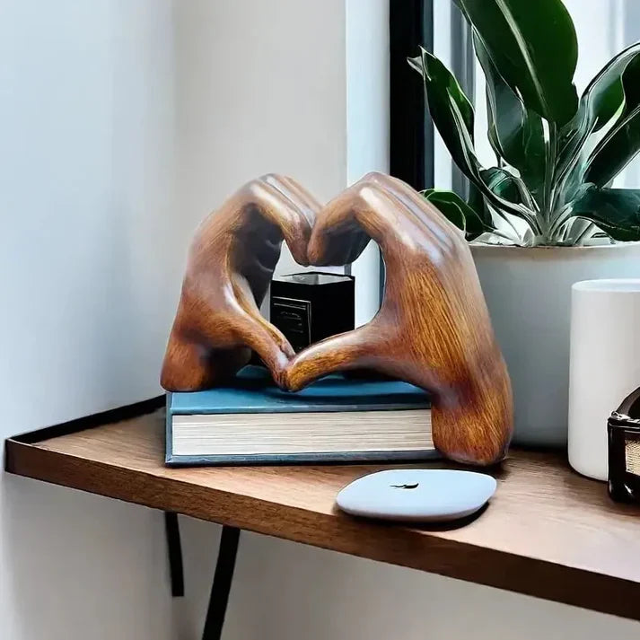 Heart Hands Wooden Sculpture for Meaningful Home Decor