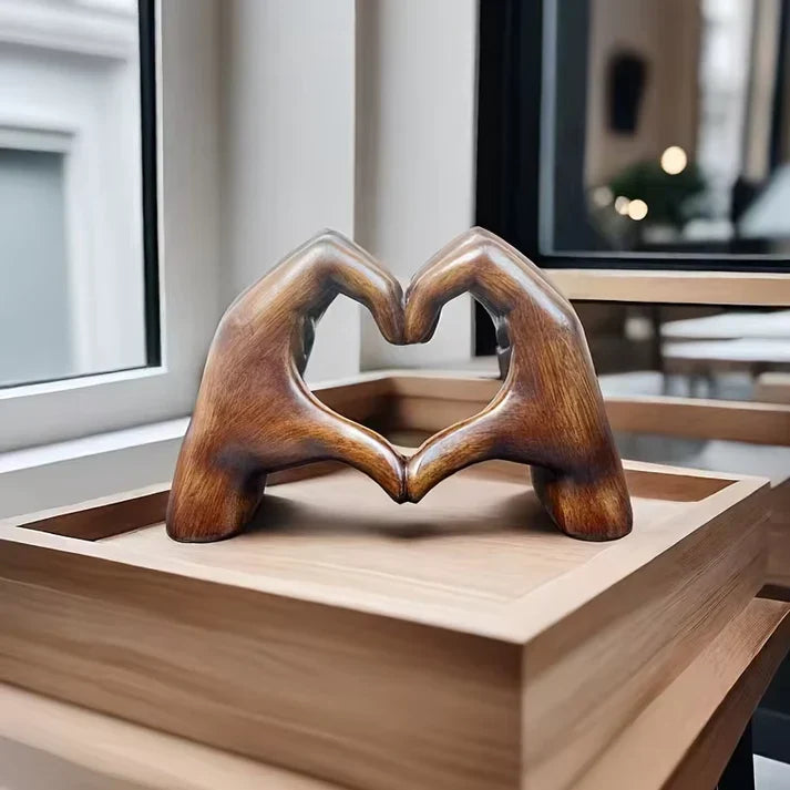 Heart Hands Wooden Sculpture for Meaningful Home Decor